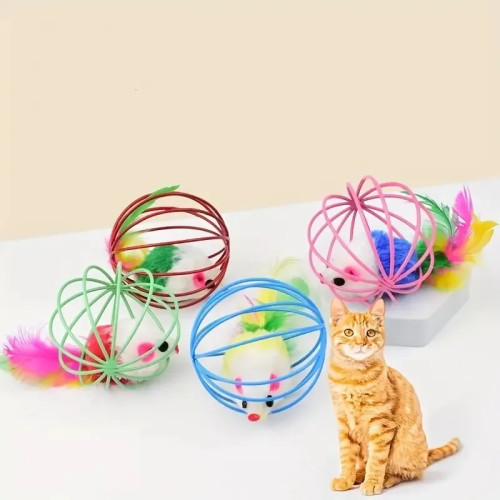 1/2/3 шт., игрушка для кошек, палочка с перьями и колокольчиком, клетка для мыши, игрушки для котят, пластиковые искусственные красочные игрушки-дразнилка для кошек, товары для домашних животных