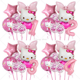9 шт., набор воздушных шаров «Hello Kitty», каваи, фольгированные шары с мультяшным котом для девочек, украшения для дня рождения, принадлежности для детского душа