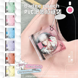 Kawaii CD Box в форме ПВХ сумка для хранения для 58 ~ 75 мм значок на булавке японского аниме игры Baji прозрачный красивый чехол милая сумка-подвеска
