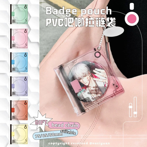 Kawaii CD Box в форме ПВХ сумка для хранения для 58 ~ 75 мм значок на булавке японского аниме игры Baji прозрачный красивый чехол милая сумка-подвеска