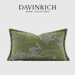 DAVINRICH итальянская Современная средневековая леопардовая поясничная Подушка, коллекция королевских звеньев, роскошная декоративная наволочка, зеленая подушка