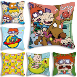 Мультяшные забавные наволочки R-Rugrats, мультяшный диван, декоративная домашняя двусторонняя печать, короткая плюшевая милая наволочка