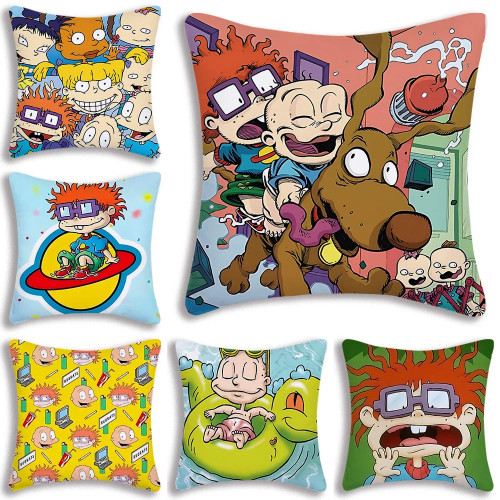 Мультяшные забавные наволочки R-Rugrats, мультяшный диван, декоративная домашняя двусторонняя печать, короткая плюшевая милая наволочка