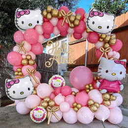 Милый набор воздушных шаров Sanrio для вечеринки, украшение «Hello Kitty», украшение на день рождения для девочек, детская тема, макет сцены, декор комнаты Hellokitty, подарок
