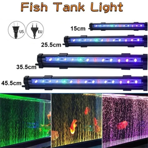Светодиодный красочный светильник для аквариума, вилка европейского/американского стандарта, погружная водонепроницаемая полоса, лампа, погружное освещение, украшение для аквариума