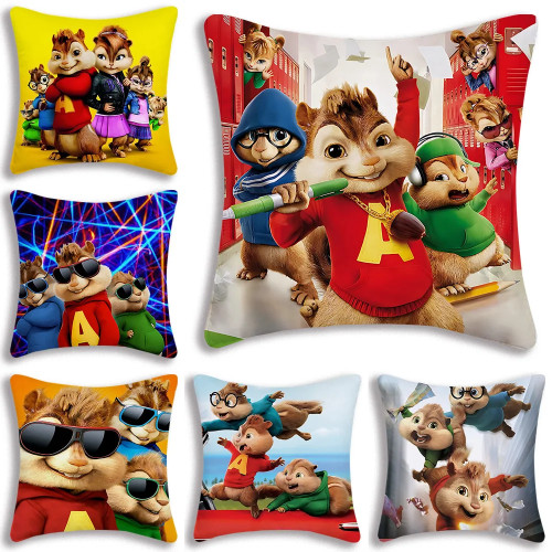 Pillow Covers A-AlvinS and the Chipmunks Cartoon Sofa Decorative Home Double-sided Printing Short Plush Cute Cushion Cover