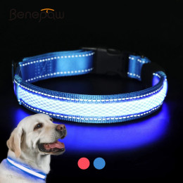 Benepaw светодиодный ошейник для собак USB перезаряжаемый удобный светоотражающий яркий светящийся ошейник для маленьких, средних и больших собак
