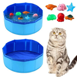 Складная игрушка для бассейна для кошек, черепаха, морская звезда, осьминог, портативная ванна для ванны для собак и кошек, круглая раковина для чистки домашних животных, летняя прохладная