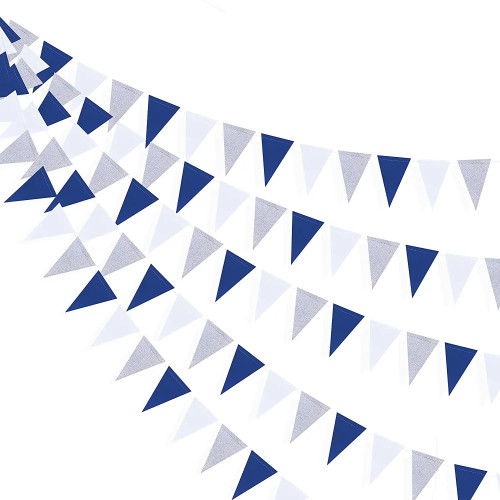 Королевский темно-синий, белый, серебристый, бумажный треугольный флаг, вымпел, баннеры на день рождения, морской якорь Ahoy, товары для вечеринок на тему пирата