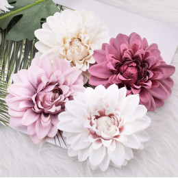 20 шт., искусственный шелк Dahlia, высококачественные головки цветов для свадебного украшения, роза, сделай сам, венок, скрапбукинг, ремесло, искусственный цветок