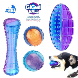 Gigwi Pet Toys Интерактивный мяч для собак Серия G-Ball Писклявые шарики Игрушки для собак 2,5 дюйма для маленьких/средних собак Надувные и разные цвета