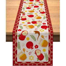 Shana Tova, еврейские новогодние льняные скатерти, комод, шарфы, многоразовые скатерти Rosh Hashanah, украшения для кухни и столовой