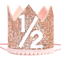 Шапки на день рождения Корона Половина года Шапка на день рождения Baby Shower Вечеринка для новорожденного Повязка на голову на день рождения Украшения для дня рождения
