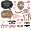 Реквизит для фотобудки на 16-й день рождения Sweet 16, украшения для вечеринки, розовый реквизит для фотосессии на день рождения для девочек