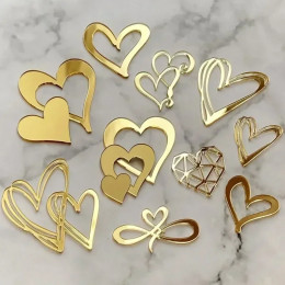 10 шт./компл., акриловый топпер для торта Ins Style Love Heart, украшение для торта на день рождения, день Святого Валентина, свадебный торт, акриловая вставка