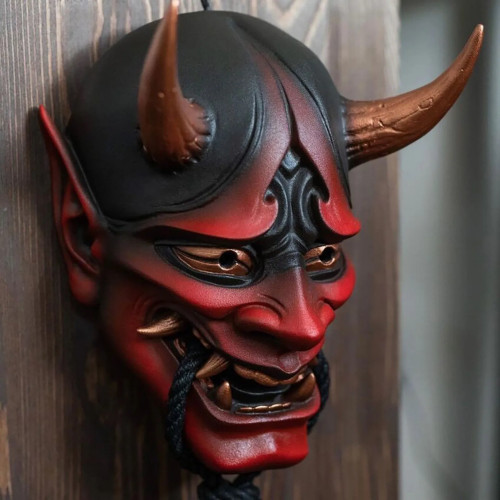 Японская приманка Oni латексная маска для косплея Samurai Noh Kabuki, убийца, демон, призраки, лицо, страшный реквизит для костюма
