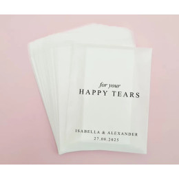 Пакеты свадебных салфеток Happy Tears, 100% биоразлагаемая стекла - пустая сумка для свадебных салфеток, персонализированные сувениры для свадебных конфетти