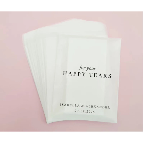 Пакеты свадебных салфеток Happy Tears, 100% биоразлагаемая стекла - пустая сумка для свадебных салфеток, персонализированные сувениры для свадебных конфетти