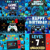 Видеоигра Level Up разблокированное украшение для вечеринки в честь дня рождения для мальчиков, игровой контроллер, индивидуальный баннер, реквизит для фотосъемки
