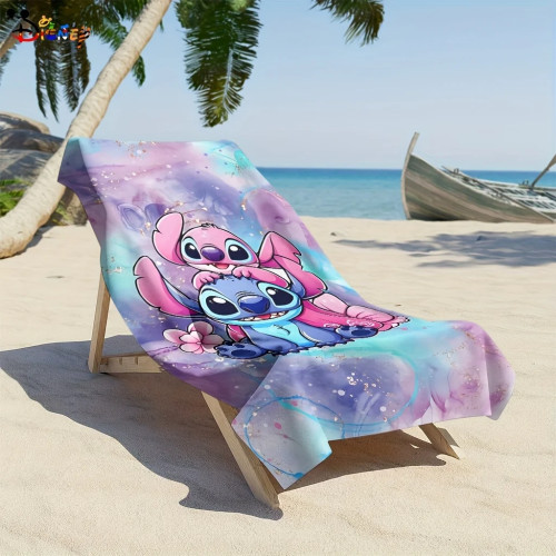 Stitch Pink - синее пляжное полотенце, махровые банные полотенца из микрофибры для йоги, путешествий, плавания, фитнеса и кемпинга