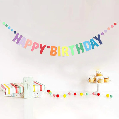 Радужный цвет, баннер на день рождения, Бумажная гирлянда для детей на 1-й день рождения, подвесной флаг, украшение, единорог, строительные принадлежности