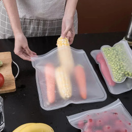 1 шт. многоразовая сумка для хранения продуктов питания, мешки для сэндвичей на молнии, герметичные силиконовые пакеты для морозильной камеры, толстая сумка для хранения свежести