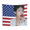 BTS Jin Флаг Баннер Jin Bts Kpop Американский Флаг Гобелен Ким Секцзин BTS Kpop Мерч Декор Подарок Kpop Фанат Настенный Декор Комнаты