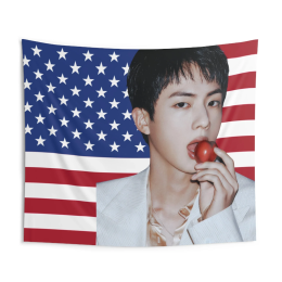 BTS Jin Флаг Баннер Jin Bts Kpop Американский Флаг Гобелен Ким Секцзин BTS Kpop Мерч Декор Подарок Kpop Фанат Настенный Декор Комнаты