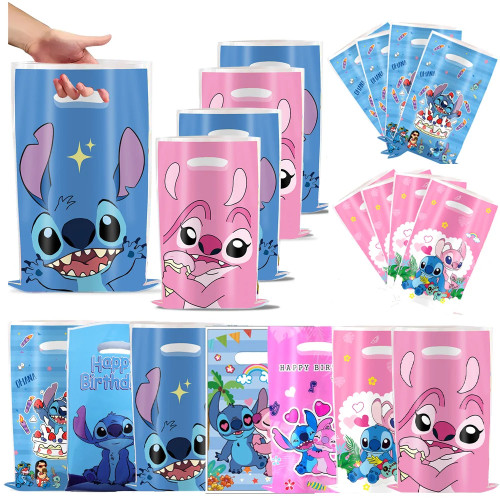 Новые подарочные пакеты для вечеринки Disney Lilo Stitch, сумки для конфет, сумки для подарков на розовый и синий стежок, день рождения, детский душ