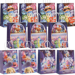 12-60 шт. Inside Out 2 тематические подарочные пакеты для вечеринок с ручкой, мультяшные конфеты, лакомство для детского душа, детская сумка для дня рождения, вечеринки, декор