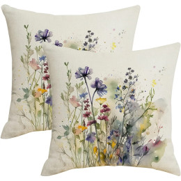 Подушка с акварельными полевыми цветами: уютный, яркий домашний декор для пространств, вдохновленного природой, спокойной атмосферы и расслабляющего комфорта.