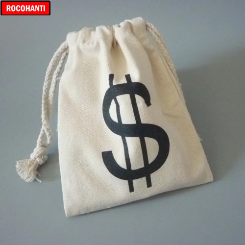 1 шт., натуральный цвет, хлопковый холст, сумка в долларах США, небольшой подарочный мешок на шнурке, сувениры для вечеринок