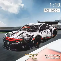Технические 1580+Pcs Совместимость с 911RSR 42096 Классический гоночный строительный блок RC автомобили двигатель светодиодные фонари модель кирпича транспортного средства игрушки