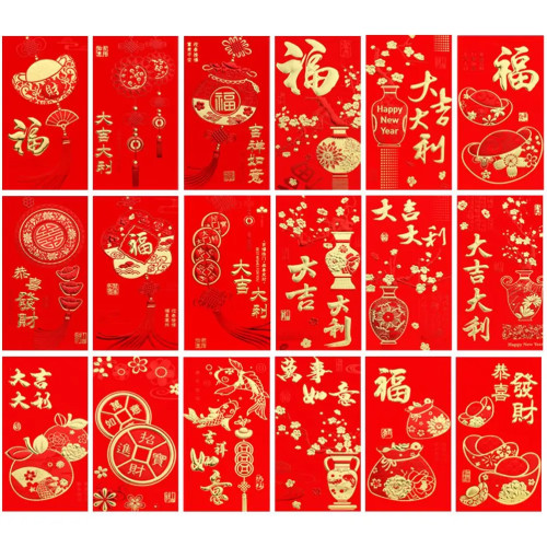 Красные конверты Hongbao на новый год, 60 шт., красный карман для нового года, весны, фестиваля, дня рождения, свадебные красные подарочные конверты для денег
