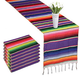 6 упаковок мексиканского одеяла Serape, дорожка для стола, красочная полосатая бахрома для мексиканского дня рождения, свадьбы, праздничного украшения