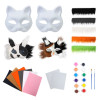 3 шт./компл. DIY ручная работа граффити полумаска Therian Mask Kit пустая маска для лица ручной работы животное кошка лиса маска Хэллоуин вечерние