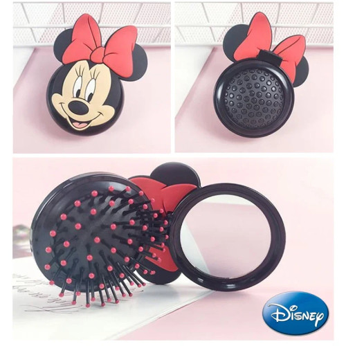 Портативная карманная расческа Disney с Микки Маусом, массажная Складная Щетка для волос для девушек с зеркалом, инструменты для укладки, карманное мини-зеркало, лидер продаж