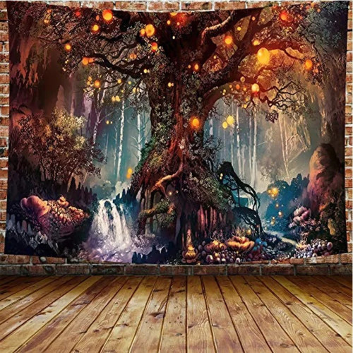 Настенный подвесной гобелен Forest Life с изображением деревьев, фантазийное растение, волшебный искусственный хиппи, психоделический декоративный настенный ковер, простыня
