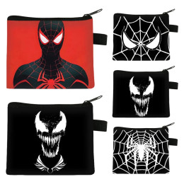 Холщовый кошелек для монет с изображением Человека-паука Venom для мужчин, студентов, кошельки для подростков, кошельки на молнии, детские карманные сумки для хранения, кошелек, сумка