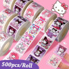 500 шт./рулон мультфильм Sanrio наклейки Kawaii Hello Kitty Kuromi Melody DIY ПВХ наклейки для ноутбука украшения детская награда подарочная игрушка