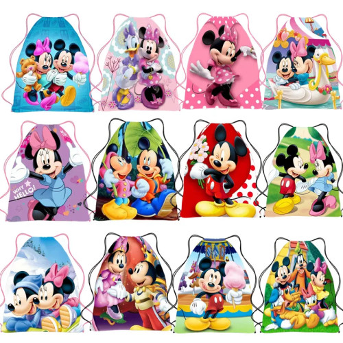 6/24 шт. Disney красный Минни Микки Маус подарки на день рождения нетканые сумки на шнурке детские школьные рюкзаки для плавания