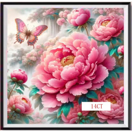 14CT 38X38CM Пион Рукоделие, набор для вышивки крестом «сделай сам», полный набор для вышивания, вышивка крестиком с принтом, домашний декор стен, 2 вида стилей