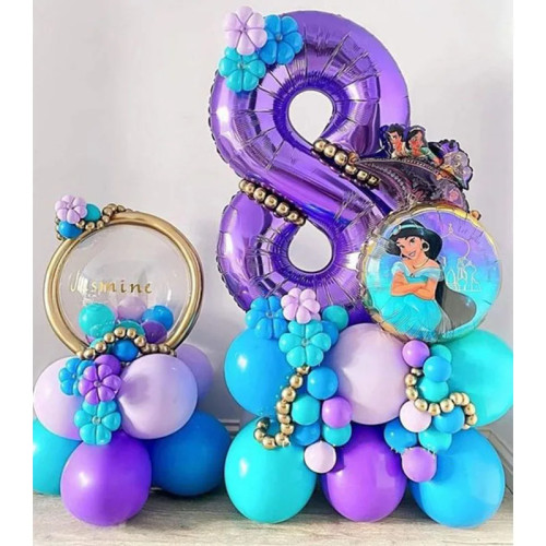 22 шт. Disney Aladdin Jasmine Princess фольгированный шар для девочек, украшение для дня рождения, детский душ, детский Faovr, фиолетовый воздушный шар с номером