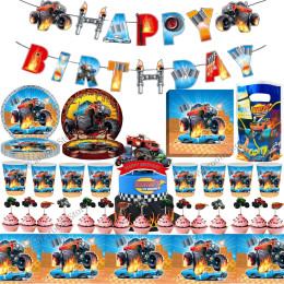 Blaze Monster Machine Декор для дня рождения Monster Truck Одноразовая скатерть Тарелка Чашка Декор для торта Сувениры для мальчиков Праздничные принадлежности