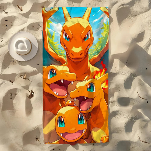 Полотенце пляжное C-Charmander MNS P-PokemonS-ES быстросохнущие полотенца для бассейна и кемпинга, мягкий подарок для путешествий, тренажерный зал, душ, спорт