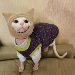 Теплая флисовая шапка для кота сфинкса, зимняя защита головы цвета хаки, защита в холодную погоду для Devon Rex, милые аксессуары для котят, товары для кошек