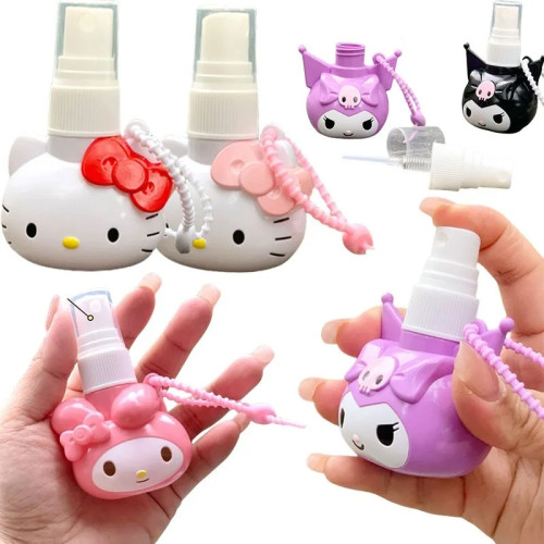 50 мл флакон-спрей Hello Kitty со шнурком, портативный пустой контейнер для духов, дорожный увлажняющий косметический порционный флакон, подарок