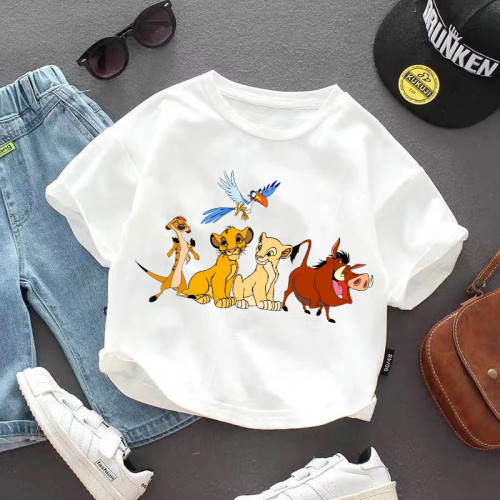 Футболка Disney King Lion King для мальчиков и девочек, детская одежда с рисунком Simba Nala, футболки с короткими рукавами для малышей, летние детские топы в стиле аниме