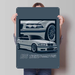 Металлический знак BMW E36, искусство детской росписи, жестяной знак для гаража, настенное украшение, декор для комнаты, ретро, кафе, бар, мужская пещера для дома