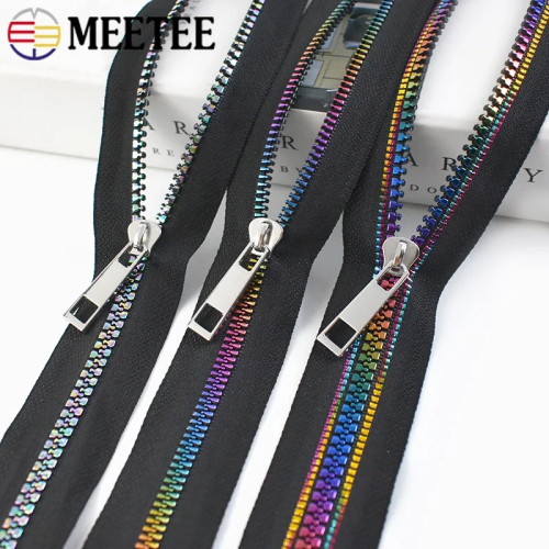 Ленты из смолы на молнии Meetee 5 #, 1/2/3 м, радужные зубья с молниями, головками, мешками, карманами для одежды, наборы для ремонта молний, аксессуары для шитья своими руками